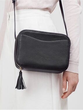 Cuyana Black Leather Camera Crossbody Bag